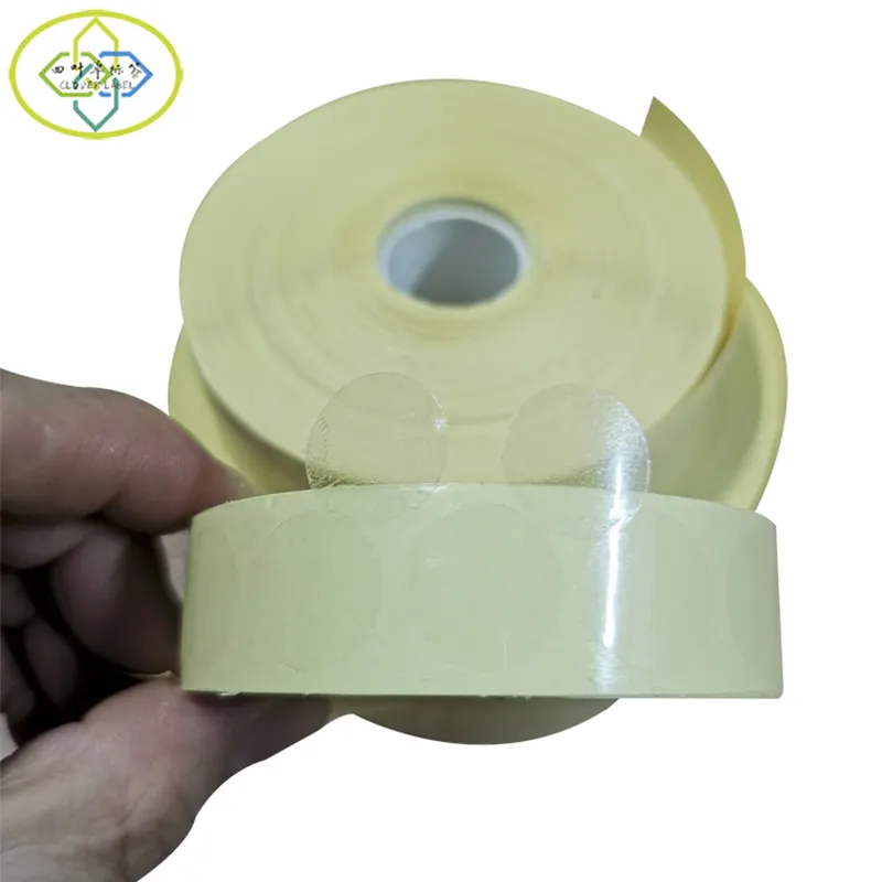 Vendita calda adesivi per sigilli di sicurezza in PET trasparenti su misura adesivi rotondi formato rotolo etichetta di spedizione adesivo autoadesivo