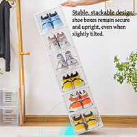 Caja de Zapatos Apilable Transparente de Fácil Montaje, Organizador de Almacenamiento Multiusos de Plástico Grueso con Puerta Magnética para Zapatillas y Bolsos