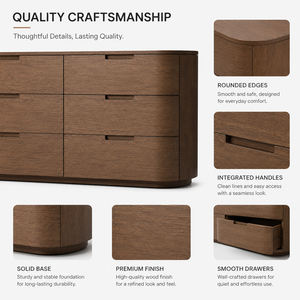 <span class=keywords><strong>Commode</strong></span> moderne <span class=keywords><strong>de</strong></span> luxe en <span class=keywords><strong>noyer</strong></span> courbé à 6 tiroirs avec poignées encastrées pour chambre principale ou projet <span class=keywords><strong>de</strong></span> villa - Product Image 4
