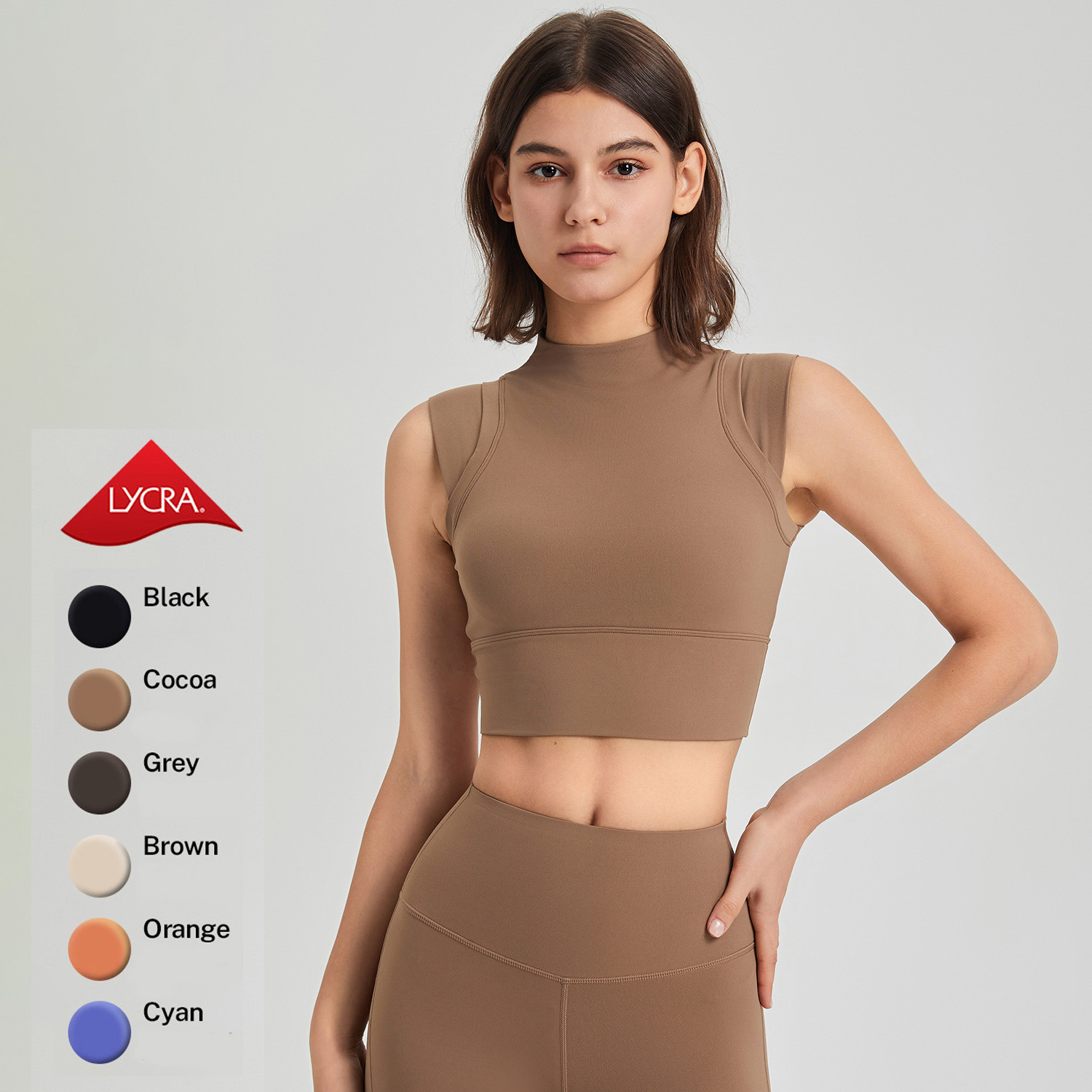 New Style Women's Compression Quick Dry Running Tops Stand Collar Sleeveless Stretchy Training Yoga Vest