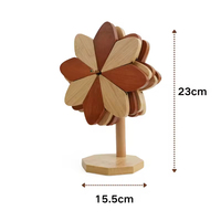 Coussinets promotionnels personnalisés 3/4/5 un caboteur en bois massif en forme de moulin à vent d'arbre 3 couleurs sous-verres de table
