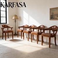 Fauteuil en bois ciré blanc en cuir de vache naturel de luxe antique, fauteuil de salle à manger spécial, meubles de salon