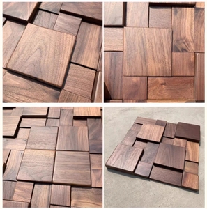 Mosaico de Madera Maciza de Nogal Negro, Arte Moderno en 3D, Panel de Pared de Mosaico de Madera, Paneles de Madera, Decoración de Paredes, <span class=keywords><strong>Interior</strong></span> - Product Image 5