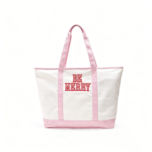 <b>Large</b> Cotton Canvas Tote <b>Bag</b> Contrast Color Shopping Travel <b>Beach</b> Carryall Custom Logo Women Shoulder Handbag Canvas Boat <b>Bags</b> - Product Image 6