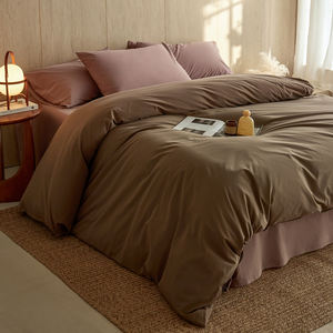 High Count Vintage Sand Washed Egyptian Cotton Color Blocked 4pcs <strong>Set</strong> Queen Size <strong>Double</strong> <strong>Duvet</strong> <strong>Set</strong> Bed Sheet/fitted <strong>Set</strong> Wholesale - Product Image 1