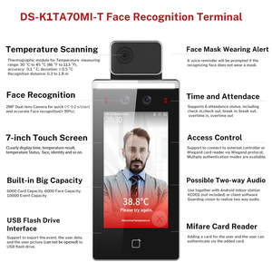 Hitosino Ds K1ta70mi t, Terminal de Reconocimiento Facial con IA de Visión y Detección de Temperatura Humana, Cámara Termográfica Corporal - Product Image 2