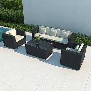 HJ HOME Ensemble de canapés modernes en rotin PE pour l'extérieur avec table à thé Ensemble de canapés imperméables pour jardin, cour, cour et patio - Product Image 2