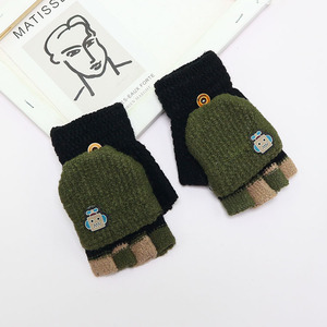 Gants tricotés chauds d'hiver pour enfants, mitaines sans doigts à rabat, doublure polaire thermique, pour le ski, écriture, couleurs et motifs personnalisés disponibles - Product Image 4