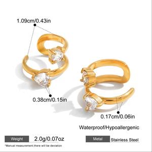 Trendy High Quality PVD 18K Gold Plated Zirconia Pave Band Cuff Earrings Stainless Steel Earrings Wholesale <strong>Jewelry</strong> - Product Image 6