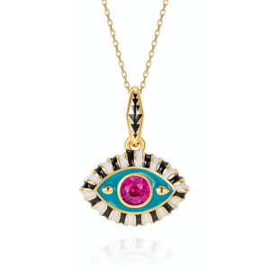 Linfor acier inoxydable coloré vie oeil du diable pendentif collier arc-en-ciel mauvais œil globe oculaire déclaration collier ras du cou - Product Image 5