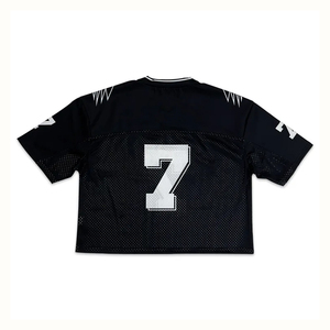 เสื้อฟุตบอลอเมริกันตาข่ายสีดำสำหรับผู้ชาย คอวี แขนสั้น เบอร์ 7 ระบายอากาศได้ดี ทรงปกติ ชุดกีฬา - Product Image 2