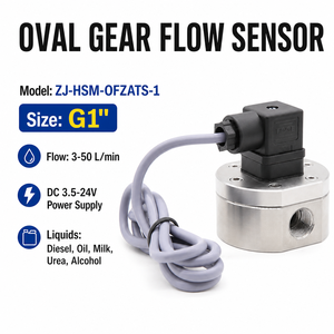 เซ็นเซอร์วัดการไหลสแตนเลส G1'' สำหรับของเหลวที่มีความหนืด  เครื่องวัดการไหลแบบนับจำนวน  พร้อมสัญญาณเอาต์พุตแบบ NPN Pulse สำหรับวัดน้ำมันดีเซล น้ำ  3-50 ลิตร/นาที - Product Image 1