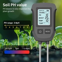 Testeur numérique de sol 5 en 1 : fertilité, humidité, pH, température, luminosité du soleil, rétroéclairage, analyseur de sol pour plantes, pelouse, ferme, jardinage