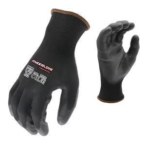 Maxipact bán buôn nhà sản xuất tay đen CE 4131x PU tráng an toàn làm việc găng tay