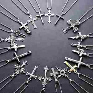 Wholesale Men's Gold Plated Stainless Steel Cross Pendant Necklace Distinctive Geometric Pattern Trendy Hip Hop Cubic Link Box - Product Image 4
