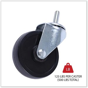 Alera Casters for <b>Wire</b> Shelving Set of 4 125 Lbs. Per Caster Black Polyurethane-for Outdoor Industrial & Hospital Use - Product Image 2