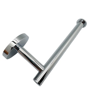 Porte-papier toilette simple en alliage de zinc chromé sans couvercle, support mural sans perçage pour rouleau de papier essuie-tout pour salle de bain - Product Image 1