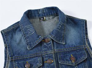 Chaqueta acolchada de moda personalizada corta para <span class=keywords><strong>mujer</strong></span>, venta al por mayor, nueva Veste En Jean de mezclilla con decoración de botones de talla grande - Product Image 3