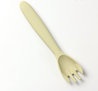 Ensemble cuillère et fourchette pour bébé en silicone de qualité alimentaire sans BPA avec bol à ventouse antidérapant en forme d'ours de dessin animé pour l'apprentissage de la mangeoire