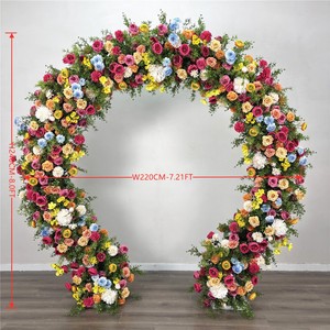 ซุ้มดอกไม้ประดิษฐ์เสมือนจริง ทำจากผ้าไหม ทนทาน เป็นมิตรกับสิ่งแวดล้อม สีฟ้าเขียว รูปทรงโค้ง สำหรับตกแต่งงานแต่งงานกลางแจ้ง - Product Image 2