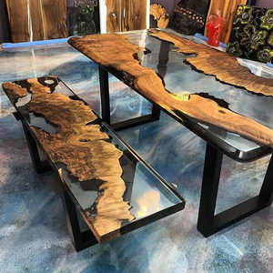 Tavolo da pranzo artigianale in resina epossidica di fiume con legno di Acacia naturale per 6 posti di alta qualità - Product Image 3