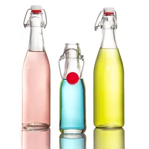 Multifunction Durable Portable 60Ml 100Ml Fruit Wine Bubble 750Ml Clip Top Glass Bottles With Clip Top Stoppers