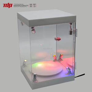 TERMEIN Boîte de présentation d'<span class=keywords><strong>action</strong></span> figures en acrylique avec éclairage LED RGB moderne et transparente, avec base rotative - Product Image 2