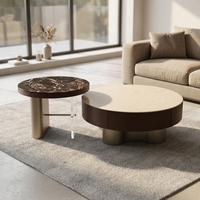 Ensemble de table basse carrée moderne de 90 cm, marron, MDF durable, pour salon, avec garantie d'un an