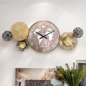 122*49cm prix usine Unique luxe <span class=keywords><strong>carte</strong></span> du <span class=keywords><strong>monde</strong></span> suspendu à la main salon chambre décorative métal horloge murale - Product Image 1