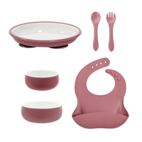 Assiette en porcelaine osseuse enveloppée de silicone, design minimaliste, vaisselle en silicone pour la maison, antidérapante, résistante à la chaleur, ensemble d'alimentation en silicone pour bébé