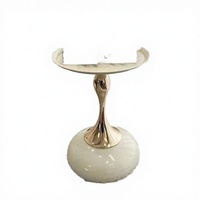 Table basse ronde en marbre avec pieds en laiton, table d'appoint pour salon, produit en promotion