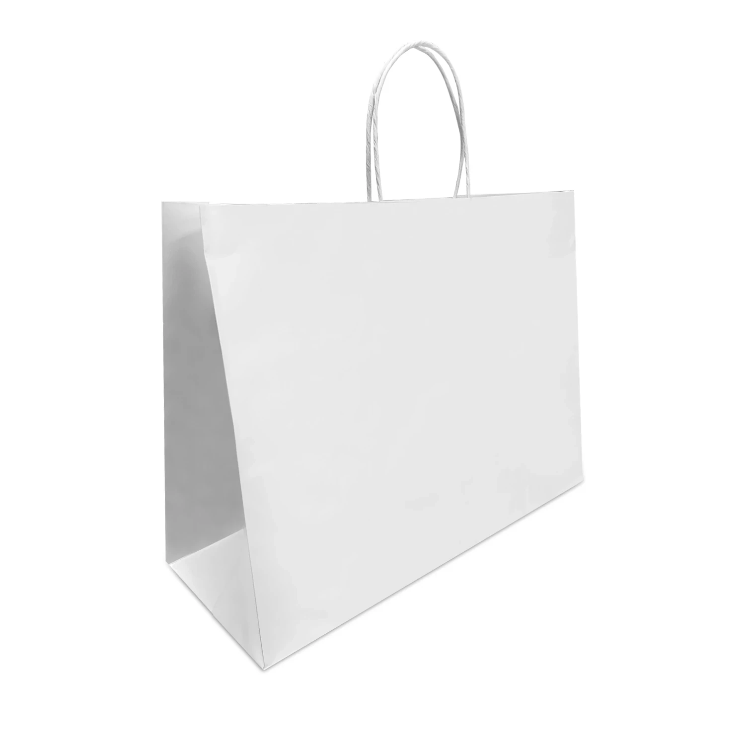 White Kraft Paper Bags with Twisted Handles 16x6x12 inches