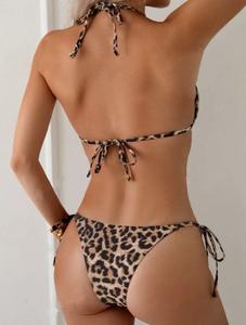 Traje de Baño de Una Pieza con Estampado de Leopardo, Texturizado y Acanalado, Traje de Baño para Mujer, Conjunto de Bikini - Product Image 5