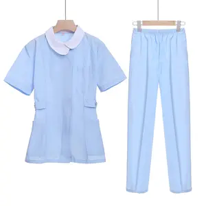 tırnak spa üniforma Suppliers-2021 yeni varış şık kadın Unisex kraliyet mavi Scrubs üst pantolon üniforma tırnak salonu Scrubs setleri Spa tunik üniforma