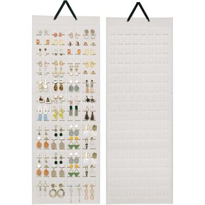 Hanging Earring Organizer 24x15.75 Inches Beige Felt Wall Mount Jewelry Storage for Women Girls - Product Image 1