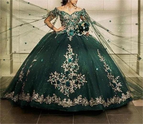 Emerald Green Princess Off the Shoulder Ball Gown Quinceanera Dress With Cape Celebrity Party Gowns Vestidos De Fiesta| Alibaba.com Emerald Green Princess Off the Shoulder Ball Gown Quinceanera Dress With Cape Celebrity Party Gowns Vestidos De Fiesta| Alibaba.com