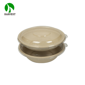 Bol à salade biodégradable en fibre de bagasse et de bambou de 24 à 32 oz avec couvercle en PLA - Product Image 4