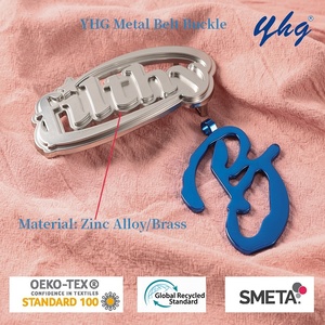 YHG Créateurs de mode en relief Logo personnalisé Mesdames Boucles de ceinture en strass en acier inoxydable en alliage de zinc pour la marque - Product Image 4
