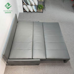 سرير قابل للطي 3 في 1 لغرفة المعيشة أريكة مستقيمة بدون ذراع قابلة للسحب من الجلد سرير نهاري مع مساحة تخزين - Product Image 4