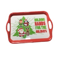 Plateau rectangle en mélamine avec poignée, sachets personnalisés en mélamine, vente en gros, lavable au lave-vaisselle, pour noël, fourniture d'usine,