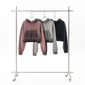 <span class=keywords><strong>Felpa</strong></span> con cappuccio Casual da donna <span class=keywords><strong>oversize</strong></span> Vintage lavato corto <span class=keywords><strong>felpa</strong></span> con cappuccio in cotone 100% in bianco - Product Image 1