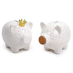 작은 공주 화이트 세라믹 동전 저축 상자 골드 크라운 돼지 저금통 - Product Image 2