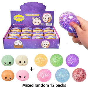 Colorful Dumpling Squishy Stress Relief Ball With Bamboo Steamer Soft Rebound Squeeze <b>Fidget</b> Sensory Toy Funny Creative Gift - Product Image 1