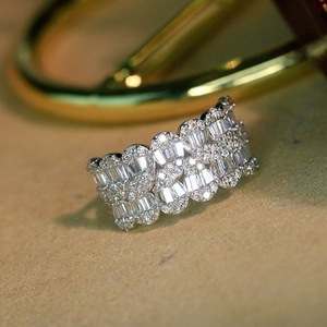Aazuo, joyería de lujo, anillos de oro blanco macizo de 18 quilates, diamantes naturales, anillo de compromiso de moda, regalo para mujer, fiesta de banquete de alta gama - Product Image 5
