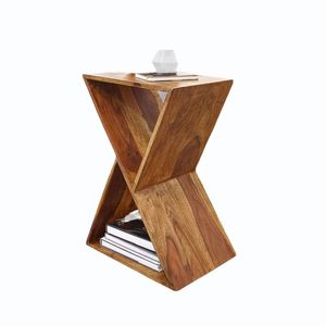 Mesa auxiliar de madera de sheesham Rectangular moderna de un cajón, armario de almacenamiento de dormitorio de Hotel Natural para sala de estar, mesita de noche - Product Image 3