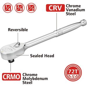 Juego de Herramientas Mecánicas Ingersoll Rand de 205 Piezas, SAE y Métricas, con Enchufe de 1/2 Pulgada, Acero al Cromo Vanadio, Kit de Reparación Automotriz - Product Image 3