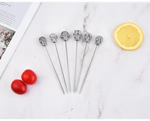 Cocktail Picks Stainless Steel Swizzle Sticks Reusable Cocktail Toothpicks Multi-Color Cocktail Skewers Metal Drink Stirrers