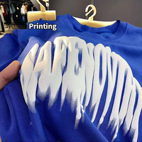 T-shirt en coton épais à épaules tombantes avec logo personnalisé imprimé en relief 3D, style décontracté, t-shirt uni pour homme