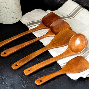 Wooden Cooking Utensil Set 5 Pieces Hand Wash Only For <b>Kitchen</b> Use - Product Image 2