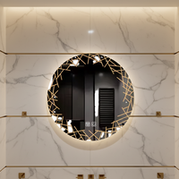 Espejo Inteligente Redondo con Sensor LED, Pantalla Táctil Antivaho, Espejo Inteligente de Pared para Baño, para Uso en Hoteles